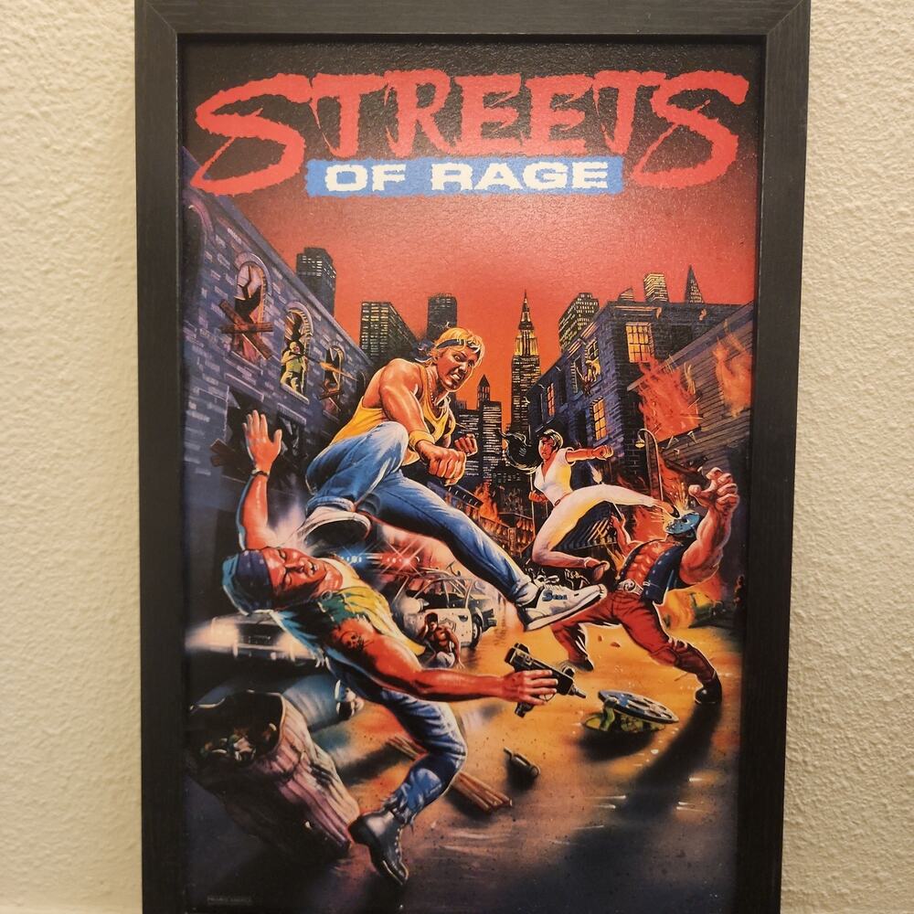 Poster - Streets of Rage, Genesis Cover, 12 x 18 inch Gel-Coated Framed - Sega